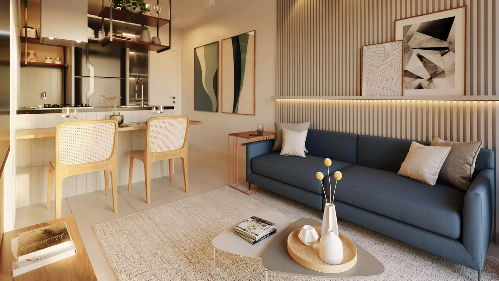 Sala decorado — Gentileza BeOn Porto Residencial